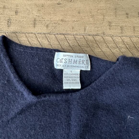 Sutton Studio Bloomingdale's Navy Blue Cashmere Tank Sweater Size Large - Picture 2 of 3
